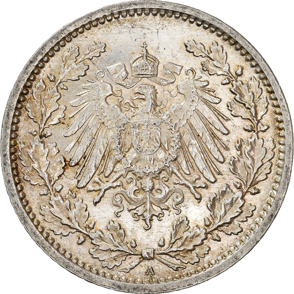 Coin, GERMANY - EMPIRE, 1/2 Mark, 1916, Berlin, AU(55-58), Silver, KM:17