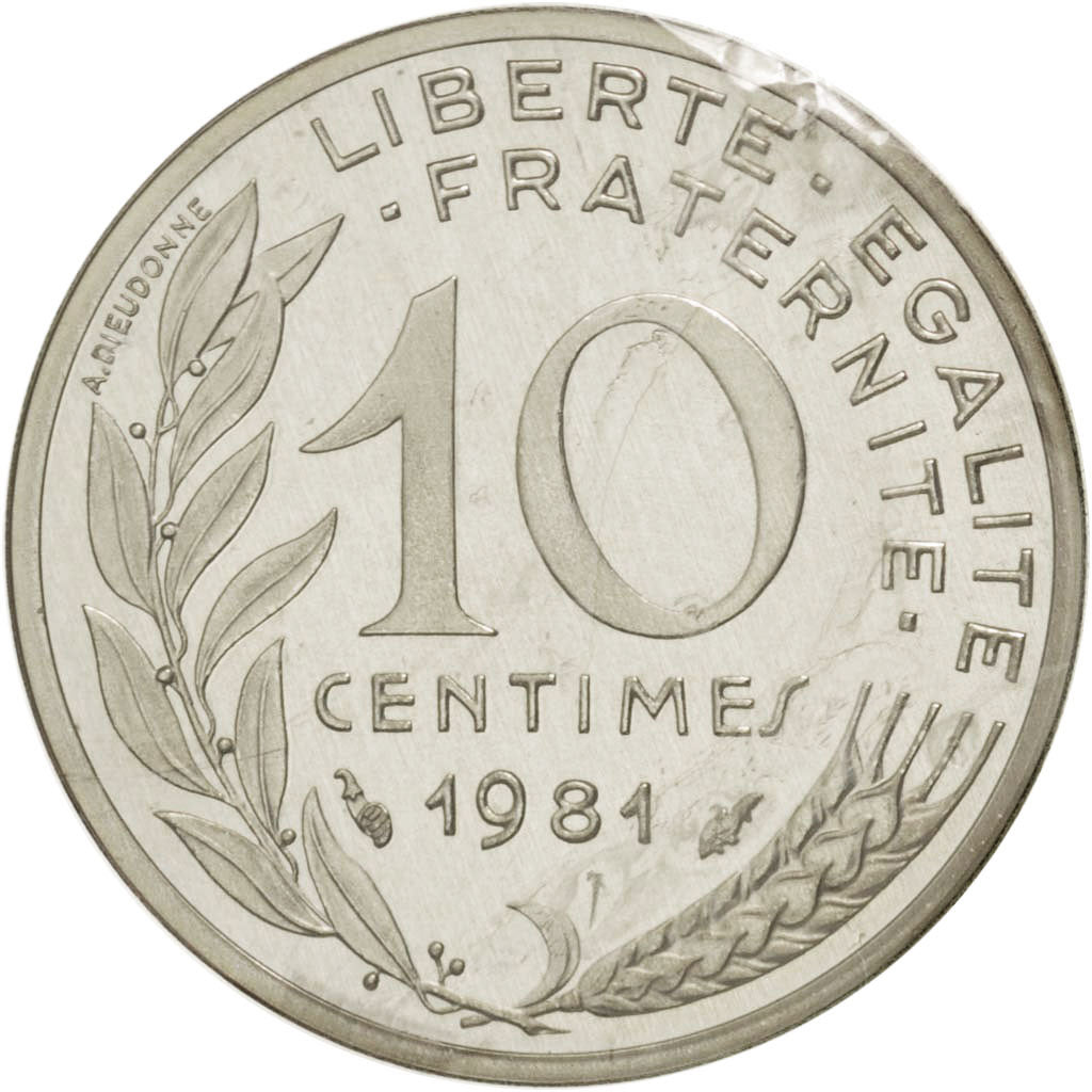 Münze, Frankreich, 10 Centimes, 1981, STGL, Silber, KM:P690, Gadoury:46.P2