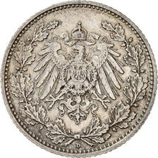 Coin, GERMANY - EMPIRE, 1/2 Mark, 1905, Munich, AU(55-58), Silver, KM:17