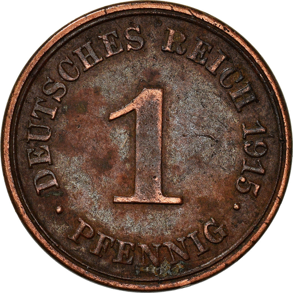 Münze, GERMANY - EMPIRE, Wilhelm II, Pfennig, 1915, Muldenhütten, SS, Kupfer