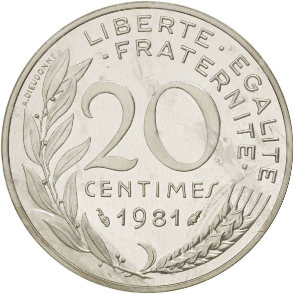 Coin, France, 20 Centimes, 1981, MS(65-70), Silver, KM:P693, Gadoury:56.P2