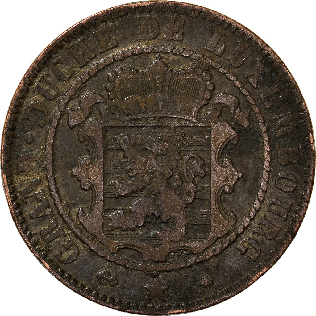Munten, Luxemburg, William III, 10 Centimes, 1865, Paris, ZF, Bronzen, KM:23.2