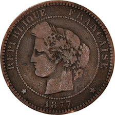 Moneta, Francia, Cérès, 10 Centimes, 1877, Bordeaux, B+, Bronzo, KM:815.2