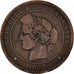 Moneta, Francia, Cérès, 10 Centimes, 1877, Bordeaux, B+, Bronzo, KM:815.2
