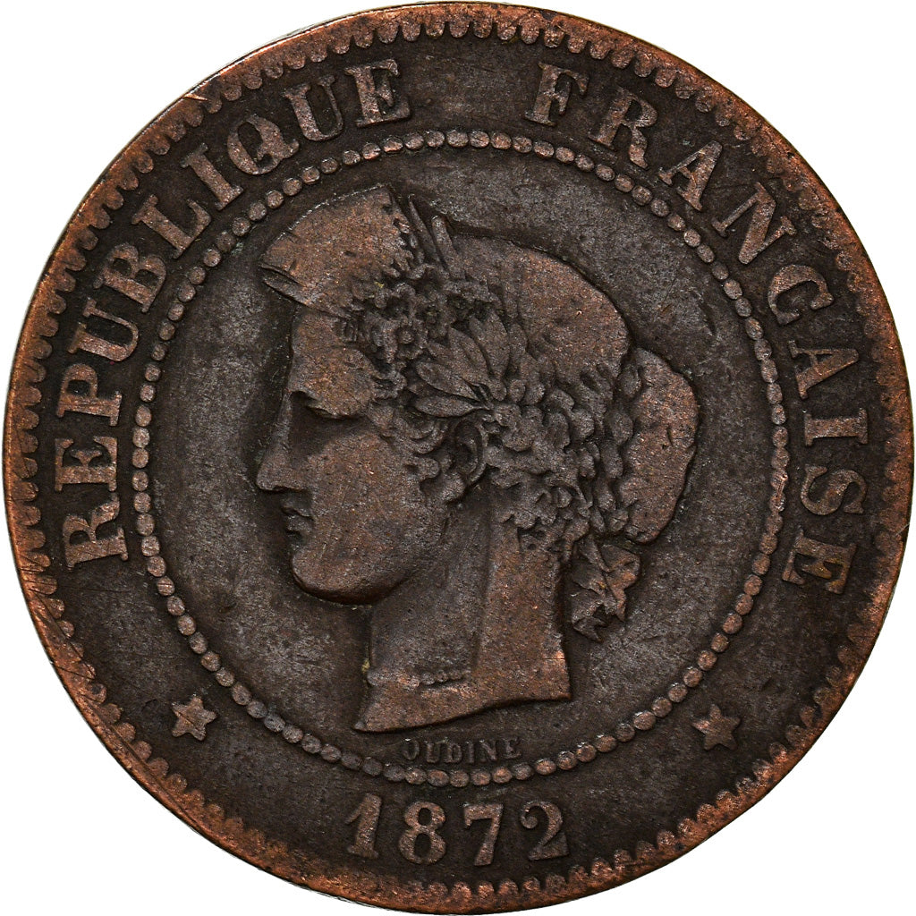 Coin, France, Cérès, 5 Centimes, 1872, Bordeaux, VF(20-25), Bronze, KM:821.2