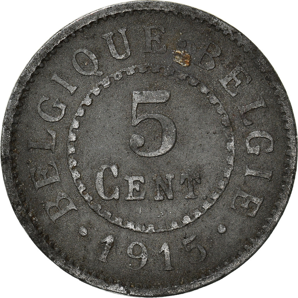 Moneta, Belgio, Albert I, 5 Centimes, 1915, BB, Zinco, KM:80