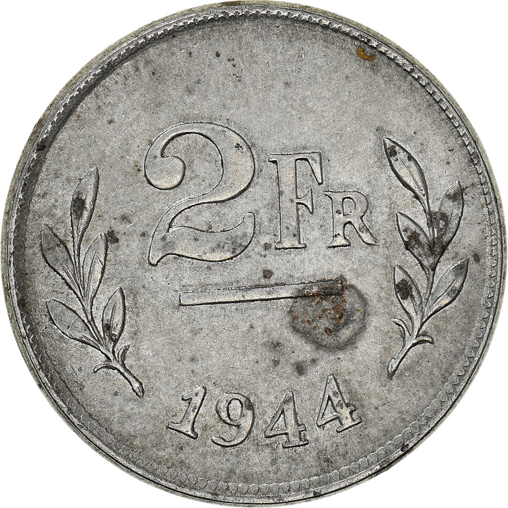 Coin, Belgium, Léopold III, 2 Francs, 2 Frank, 1944, VF(30-35), Zinc Coated