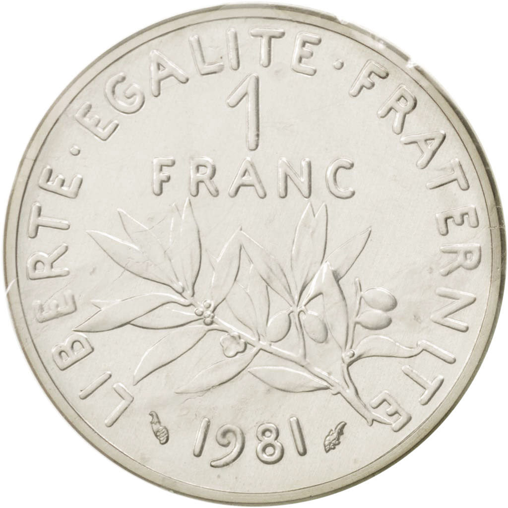FRANCE, Franc, 1981, KM #P700, MS(65-70), Silver, Gadoury #104.P2, 13.70