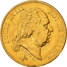 Moneda, Francia, Louis XVIII, 40 Francs, 1818, Paris, MBC, Oro