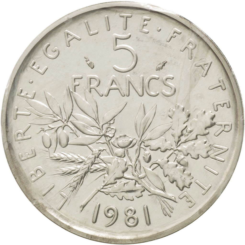 Moneta, Francia, 5 Francs, 1981, FDC, Argento, KM:P708, Gadoury:154.P2