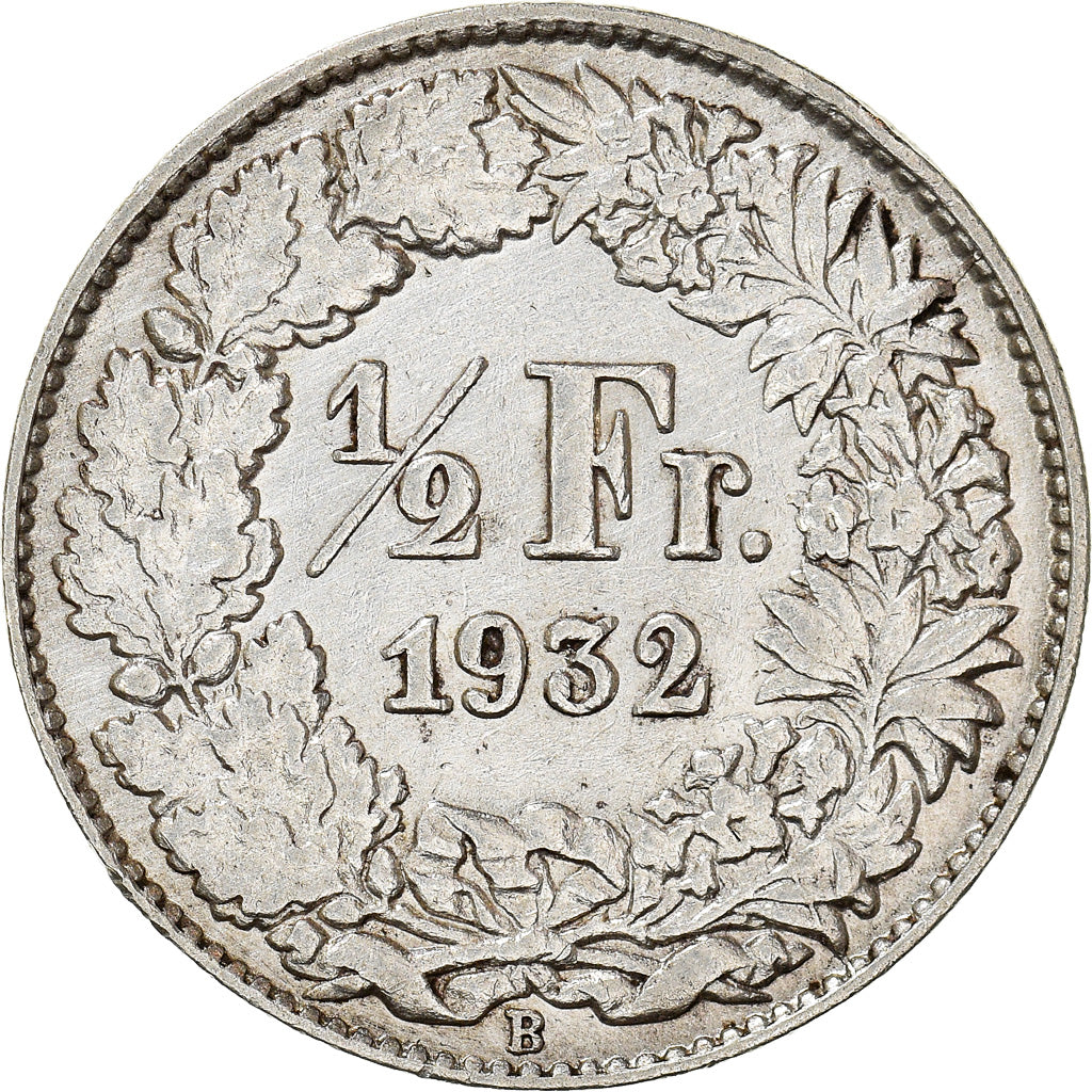 Coin, Switzerland, 1/2 Franc, 1932, Bern, AU(55-58), Silver, KM:23