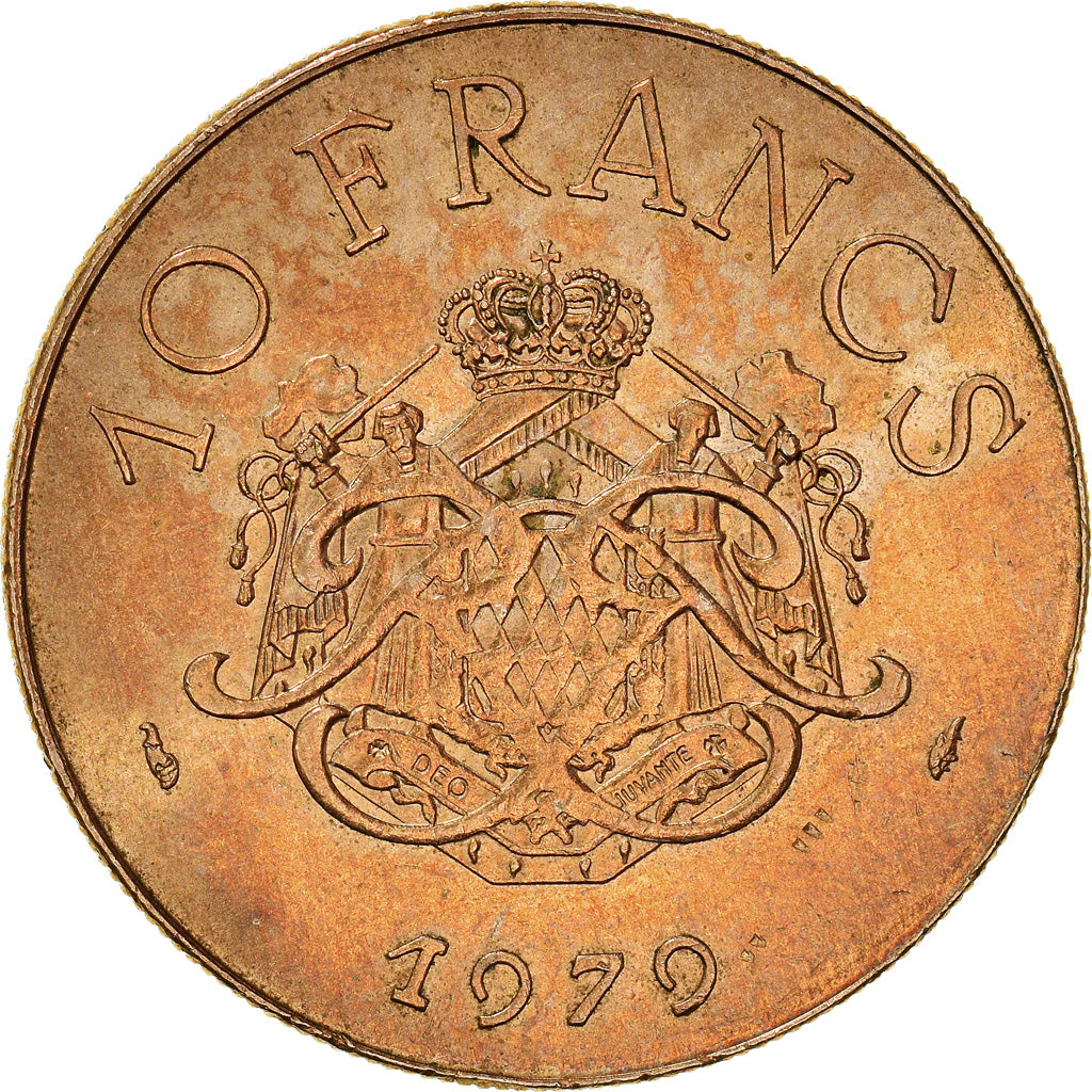 Münze, Monaco, Rainier III, 10 Francs, 1979, VZ, Copper-Nickel-Aluminum