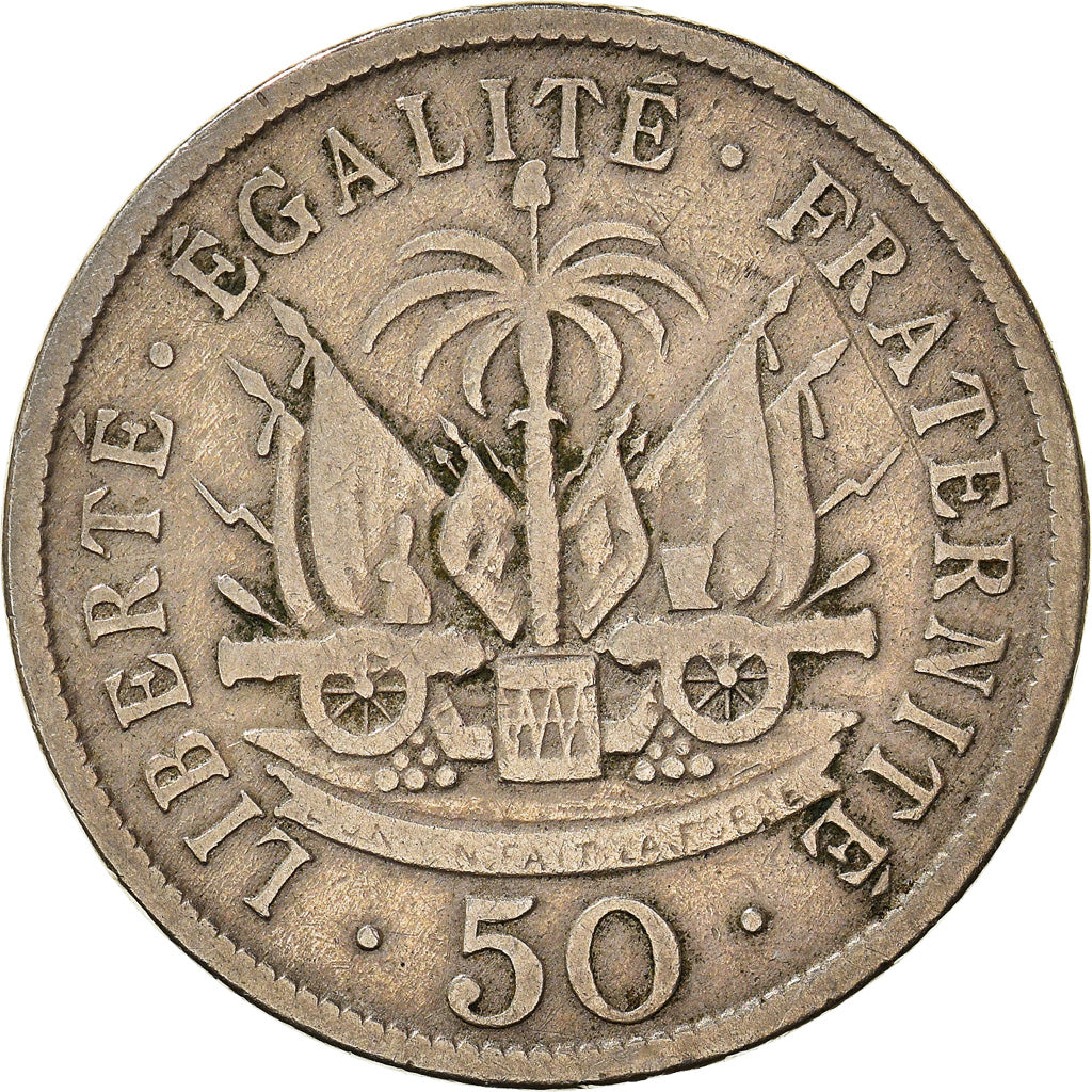 Moneda, Haití, 50 Centimes, 1907, BC+, Cobre - níquel, KM:56