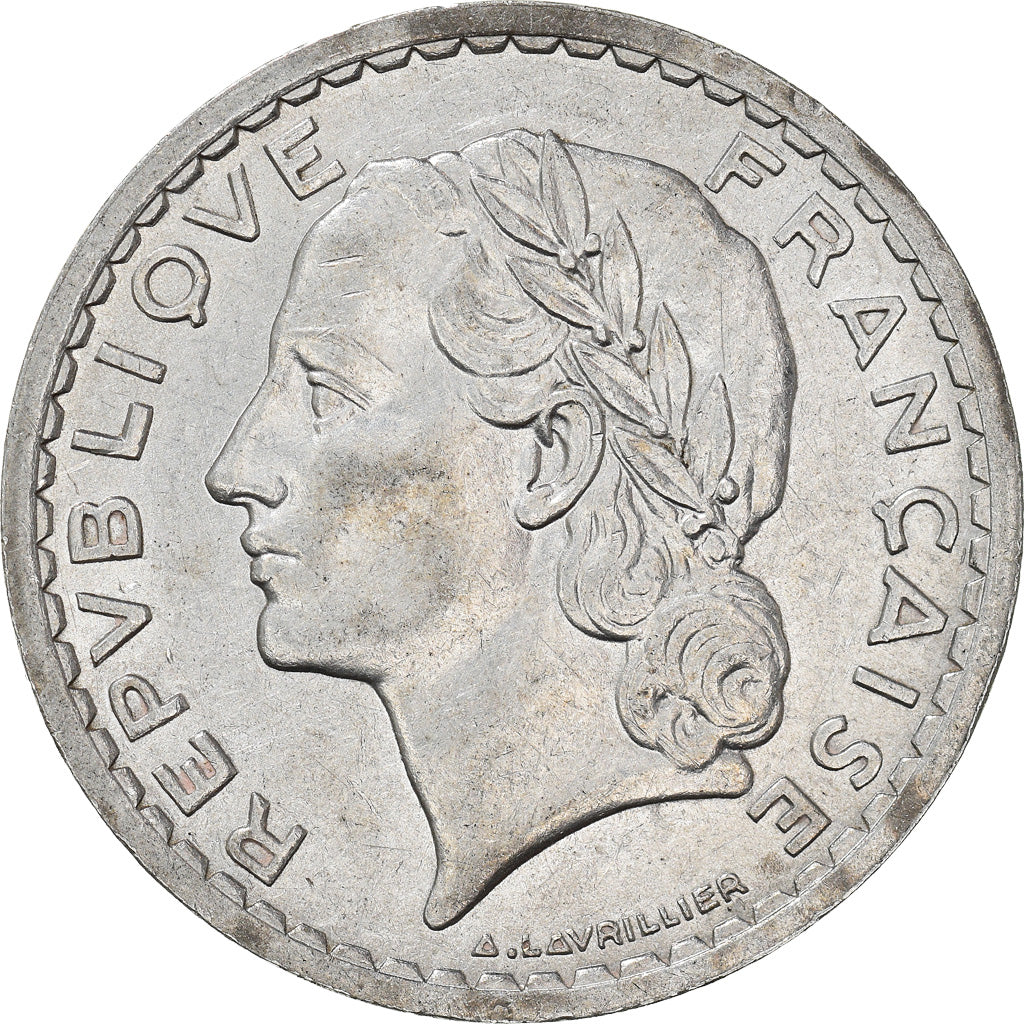 Coin, France, Lavrillier, 5 Francs, 1947, Paris, AU(55-58), Aluminum, KM:888b.1