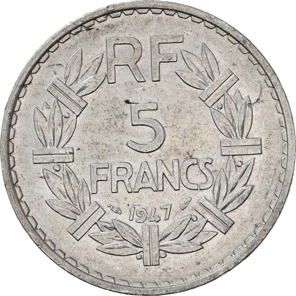 Coin, France, Lavrillier, 5 Francs, 1947, Paris, AU(55-58), Aluminum, KM:888b.1