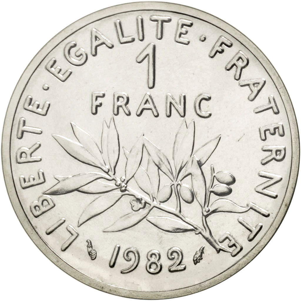 FRANCE, Franc, 1982, KM #P732, MS(65-70), Silver, Gadoury #104.P2, 13.70