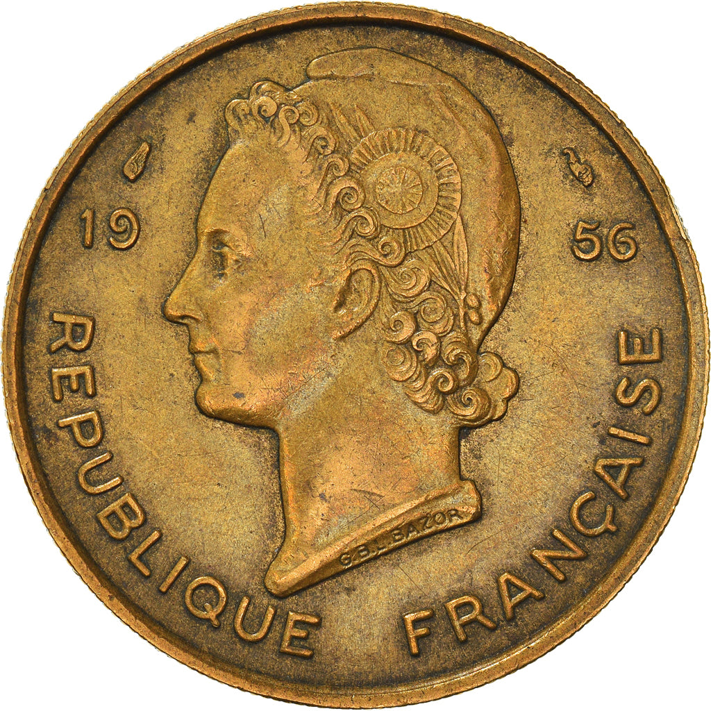 Münze, French West Africa, 25 Francs, 1956, Paris, SS+, Aluminum-Bronze, KM:7