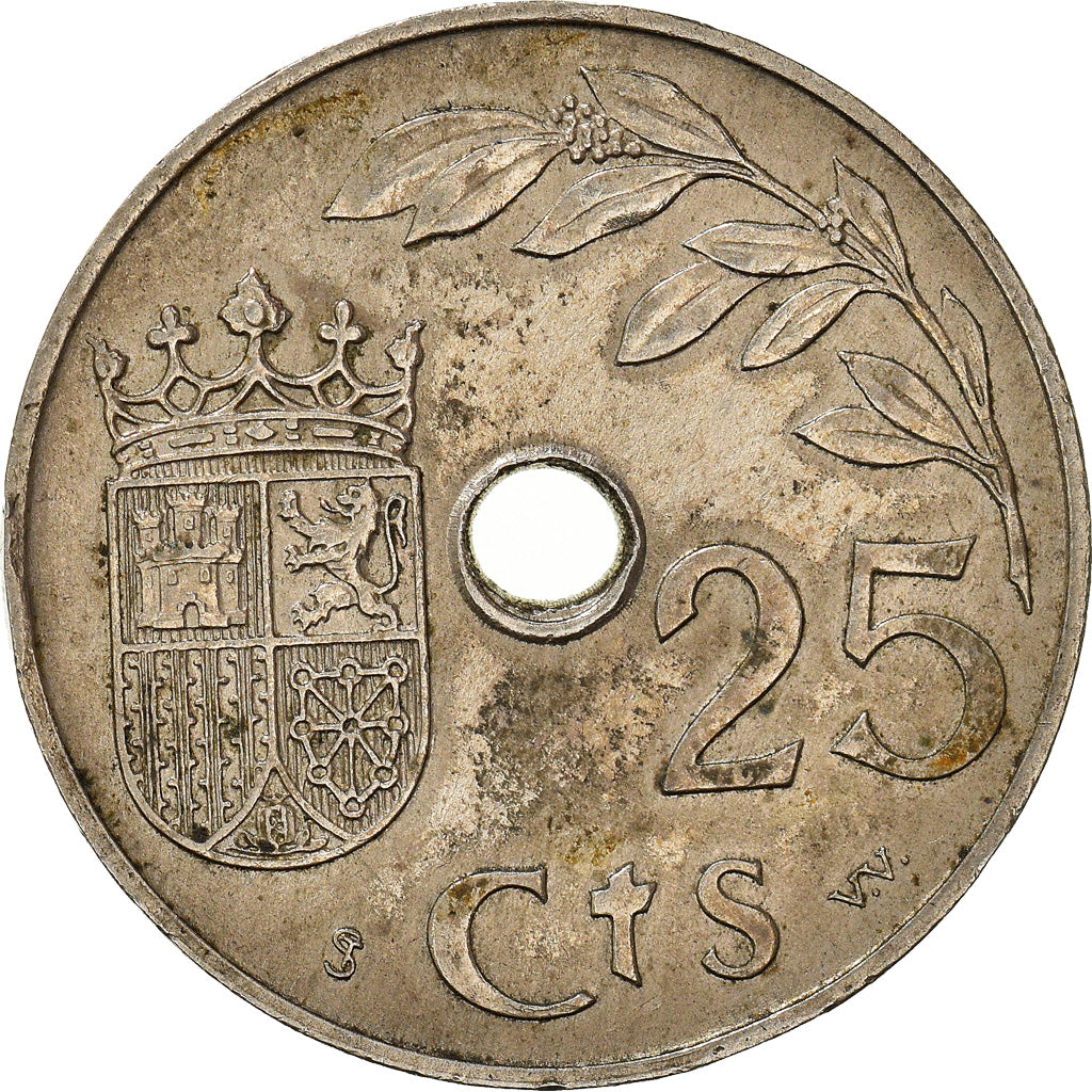 Coin, Spain, 25 Centimos, 1937, Vienna, AU(50-53), Copper-nickel, KM:753