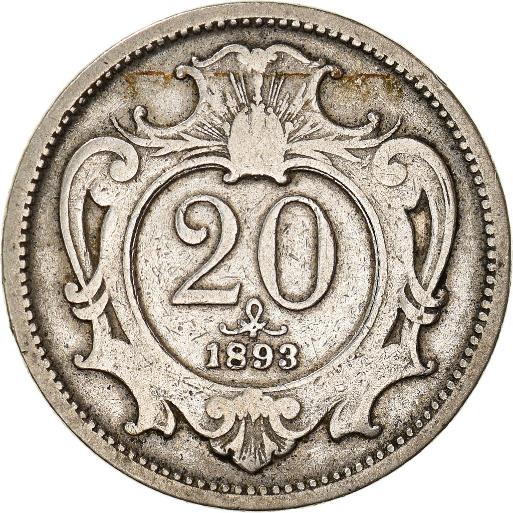 Munten, Oostenrijk, Franz Joseph I, 20 Heller, 1893, ZF, Nickel, KM:2803