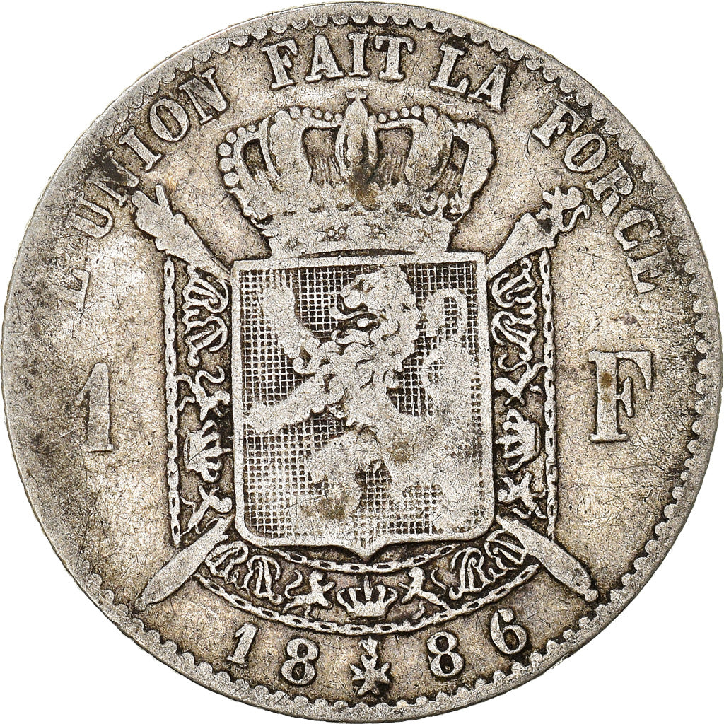 Coin, Belgium, Leopold II, Franc, 1886, F(12-15), Silver, KM:28.1