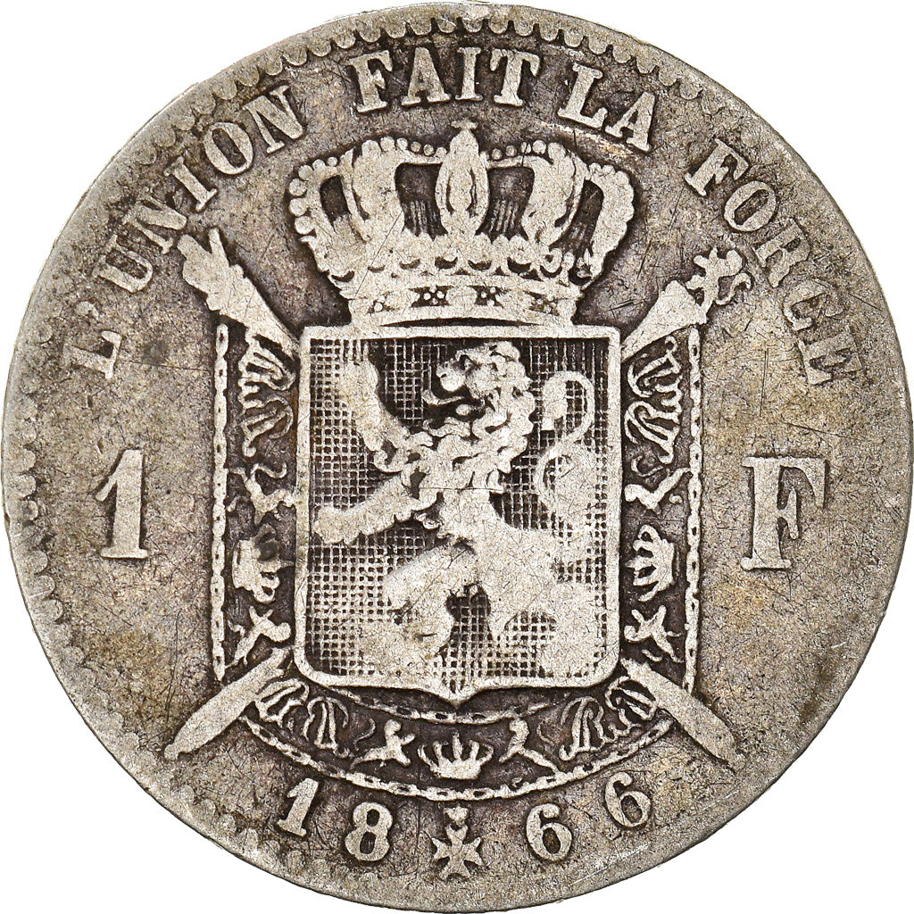 Coin, Belgium, Leopold II, Franc, 1866, VF(20-25), Silver, KM:28.1
