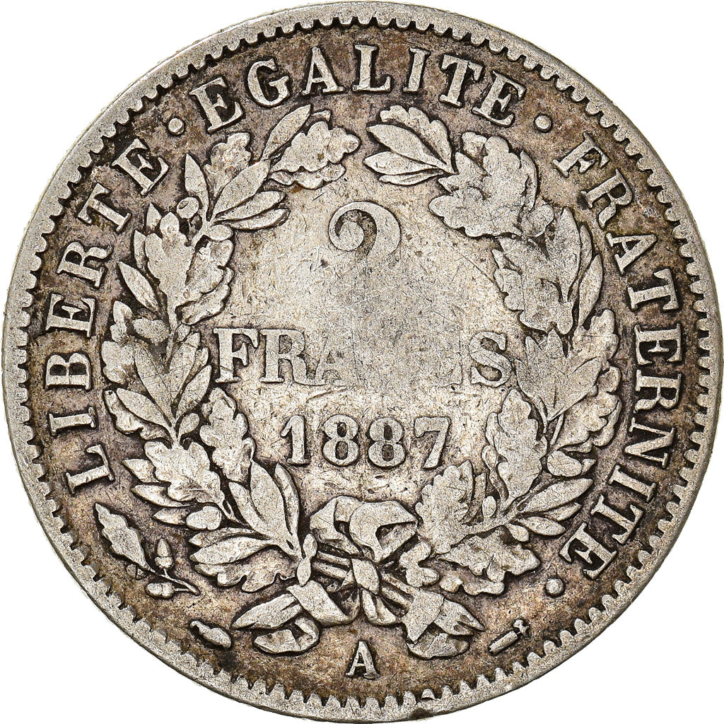 Monnaie, France, Cérès, 2 Francs, 1887, Paris, TB+, Argent, Gadoury:530a