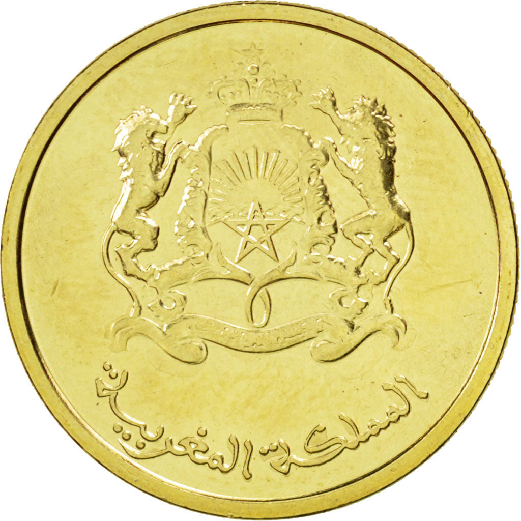 MOROCCO, 10 Santimat, 2011, KM #136, MS(63), Brass Plated Steel, 20, 3.01
