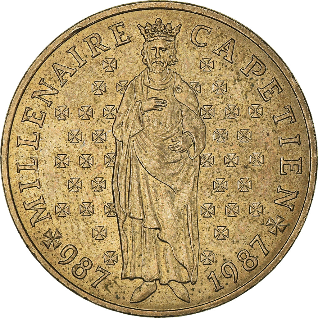 Munten, Frankrijk, Hugues Capet, 10 Francs, 1987, ZF+, Nickel-Bronze, KM:961d