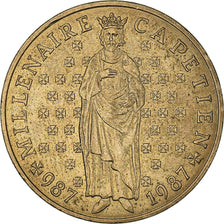 Munten, Frankrijk, Hugues Capet, 10 Francs, 1987, ZF+, Nickel-Bronze, KM:961d