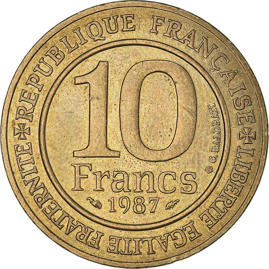 Munten, Frankrijk, Hugues Capet, 10 Francs, 1987, ZF+, Nickel-Bronze, KM:961d