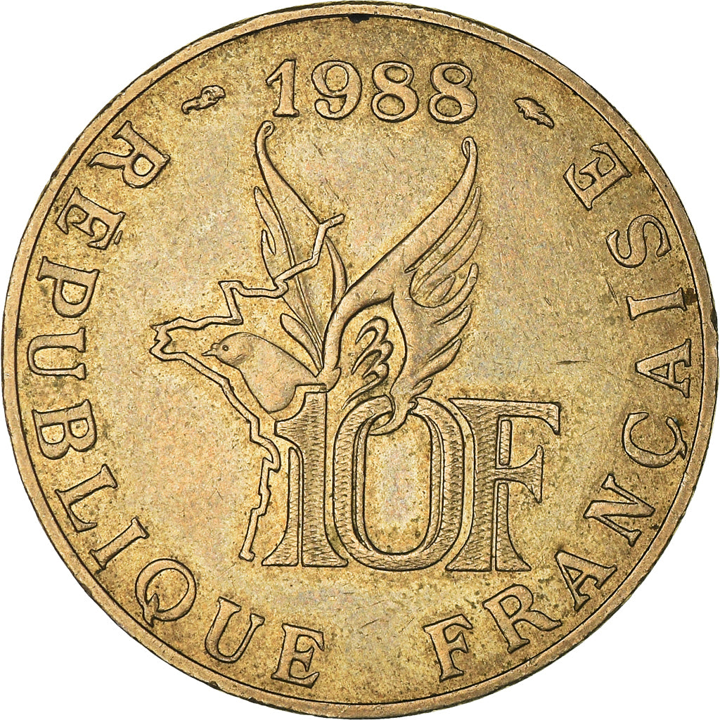 Moeda, França, Roland Garros, 10 Francs, 1988, Tranche B, AU(50-53)