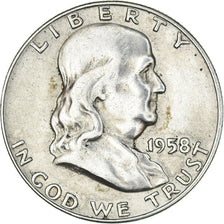 Monnaie, États-Unis, Franklin Half Dollar,1958, Philadelphie, TTB+
