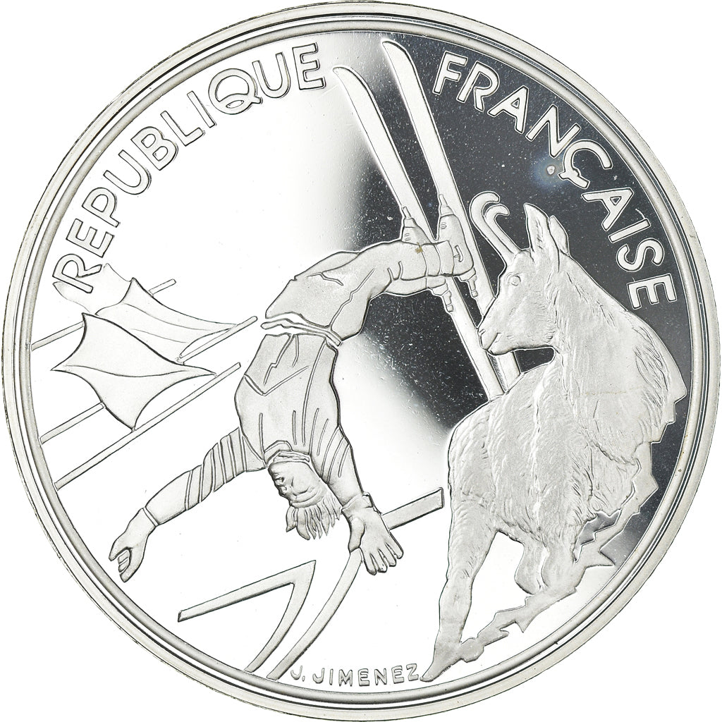 Moneta, Francia, Ski acrobatique, 100 Francs, 1990, FDC, Argento, KM:983