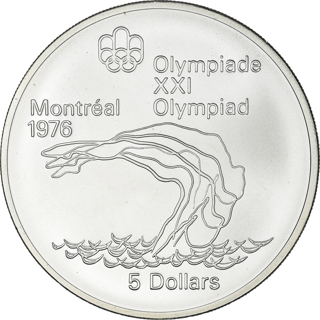 Coin, Canada, Montréal XXI Olympiade, 5 Dollars, 1975, Ottawa, MS(65-70)