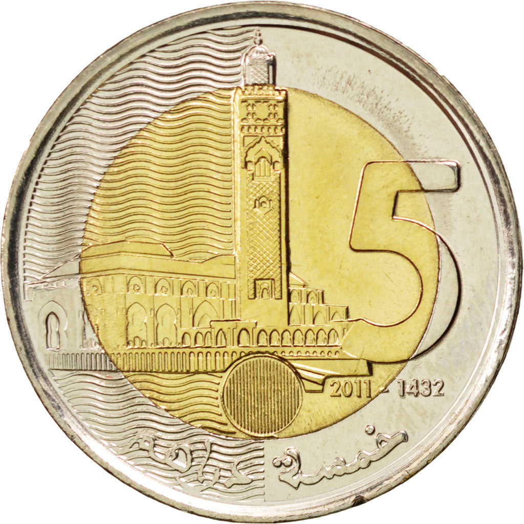 Coin, Morocco, Mohammed VI, 5 Dirhams, 2011, MS(63), Bi-Metallic, KM:140