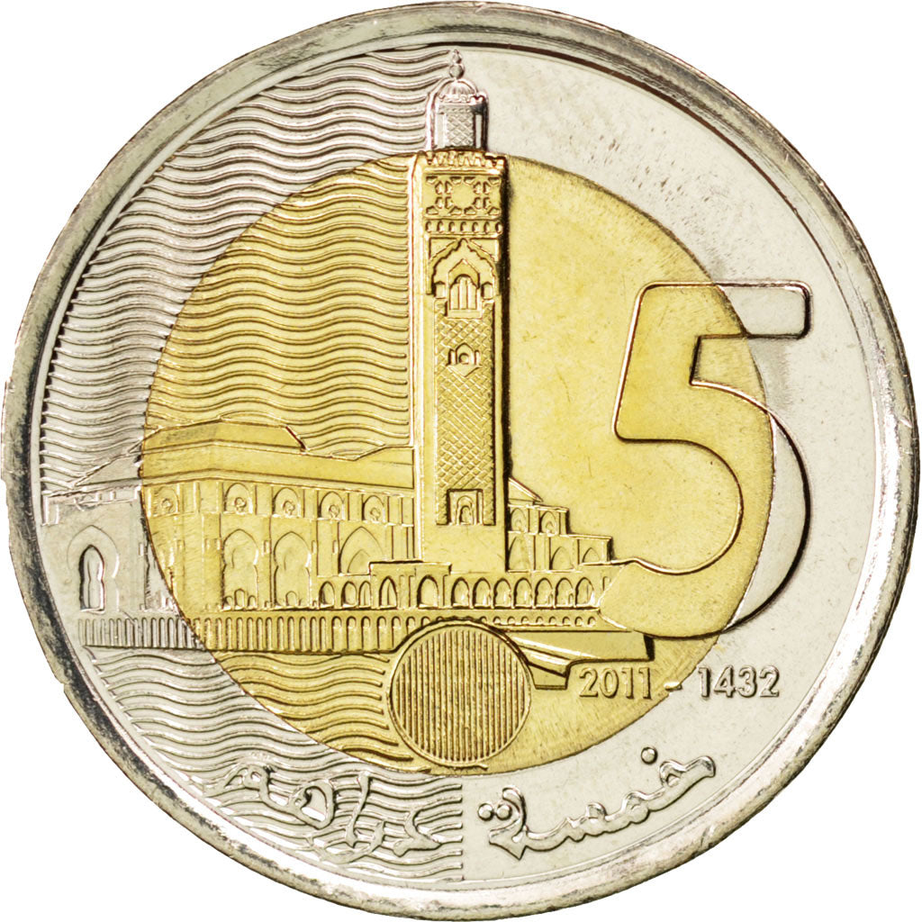 Coin, Morocco, Mohammed VI, 5 Dirhams, 2011, MS(63), Bi-Metallic, KM:140