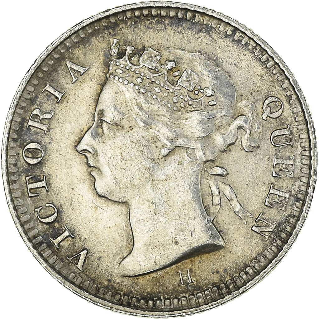 Coin, Hong Kong, Victoria, 5 Cents, 1890, Heaton, AU(50-53), Silver, KM:5