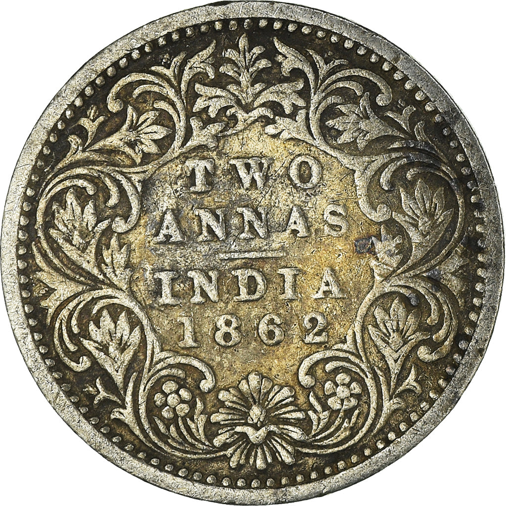 Coin, INDIA-BRITISH, Victoria, 2 Annas, 1862, Calcutta, VF(30-35), Silver