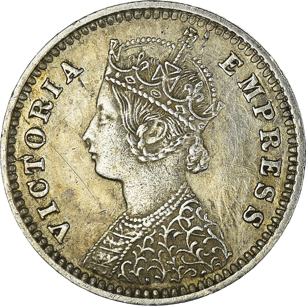 Coin, INDIA-BRITISH, Victoria, 2 Annas, 1889, Bombay, AU(50-53), Silver, KM:488