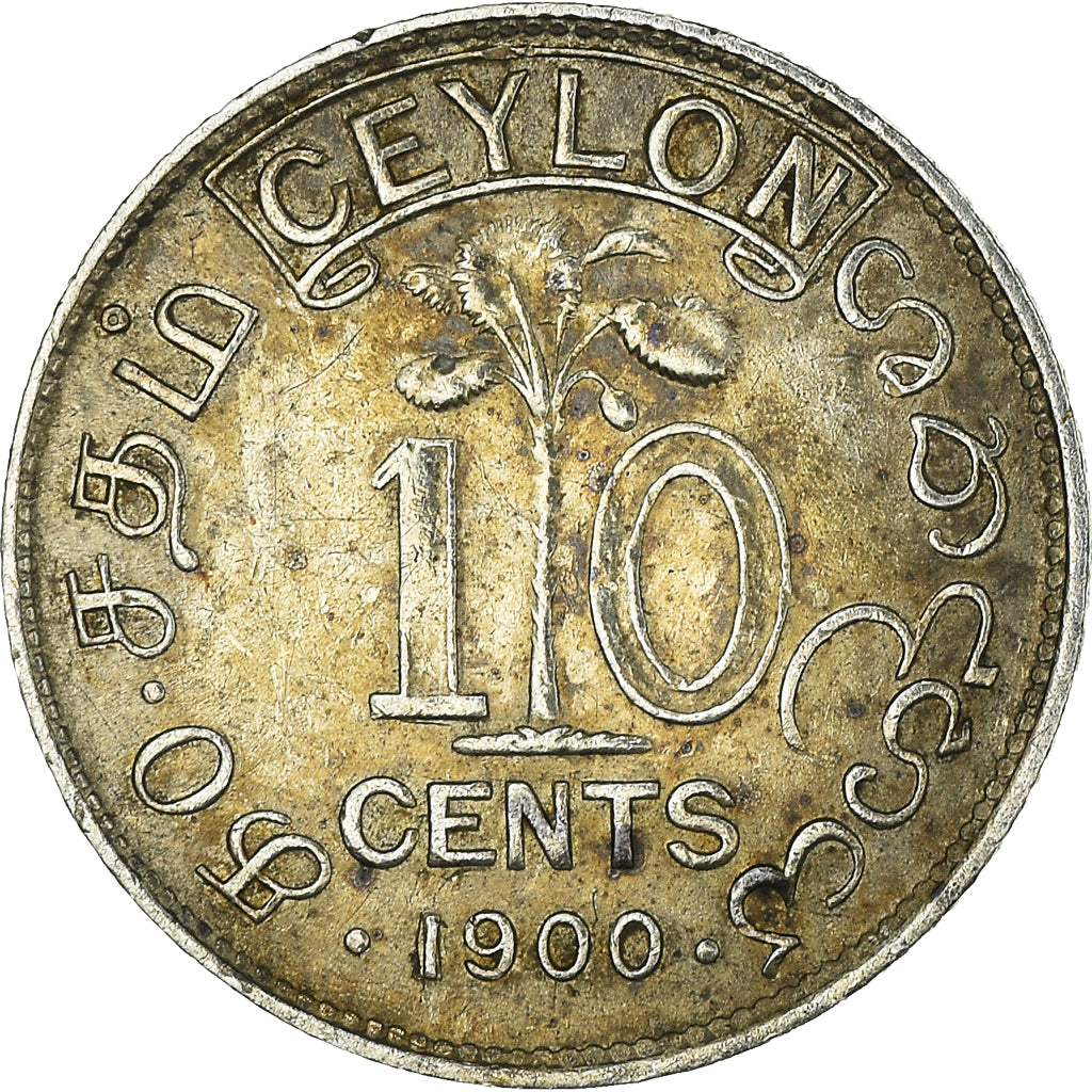 Coin, Ceylon, Victoria, 10 Cents, 1900, AU(50-53), Silver, KM:94