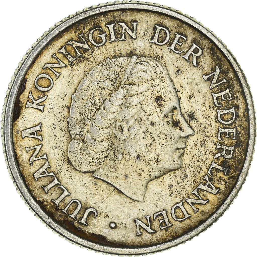 Coin, Netherlands Antilles, Juliana, 1/4 Gulden, 1954, AU(50-53), Silver, KM:4