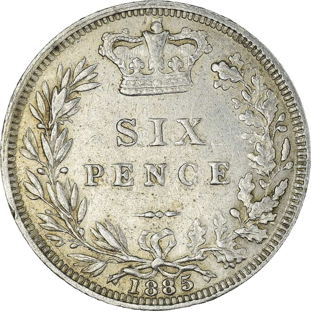 Coin, Great Britain, Victoria, 6 Pence, 1885, AU(50-53), Silver, KM:757