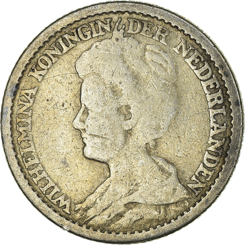 Münze, Niederlande, Wilhelmina I, 25 Cents, 1911, S, Silber, KM:146
