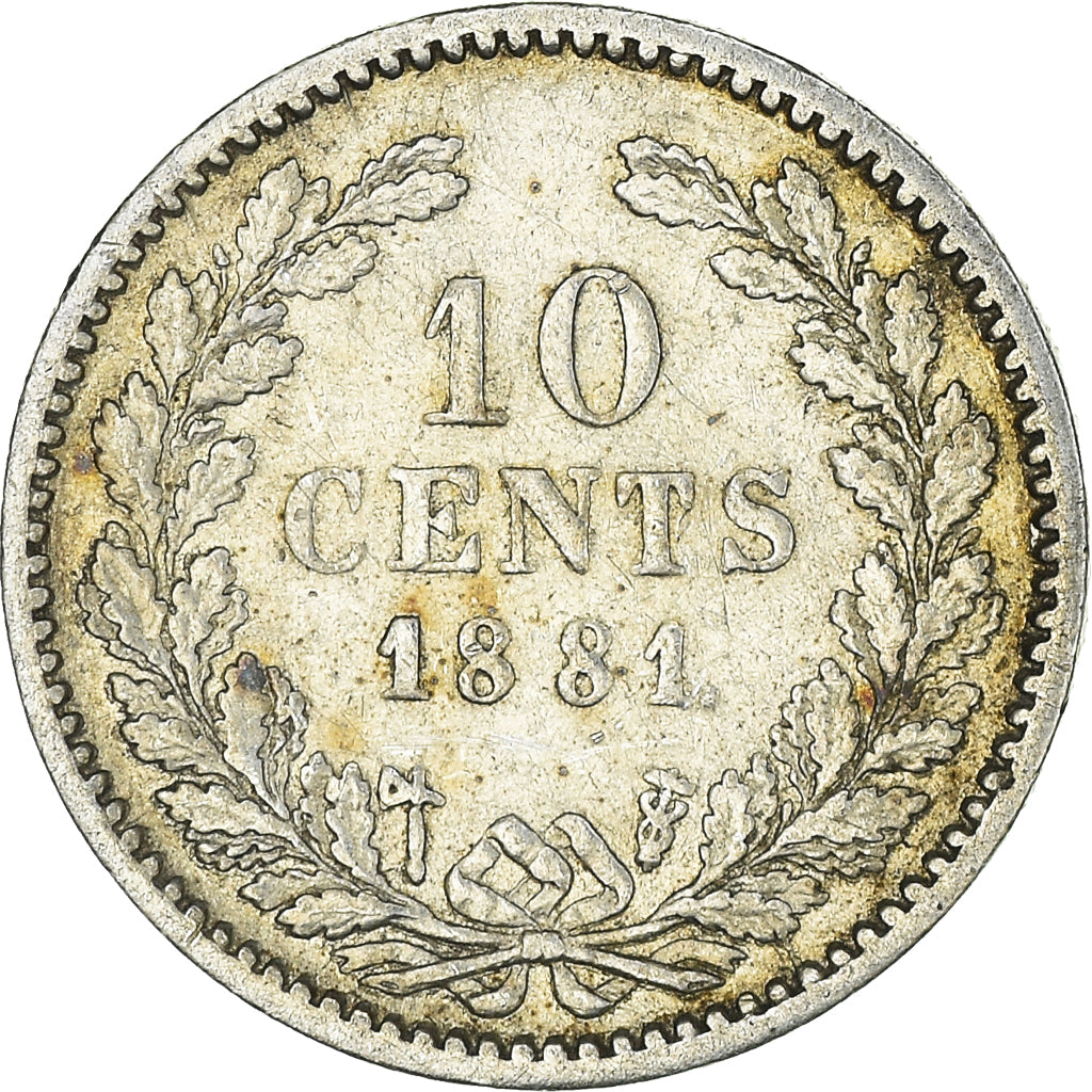 Coin, Netherlands, William III, 10 Cents, 1881, EF(40-45), Silver, KM:80