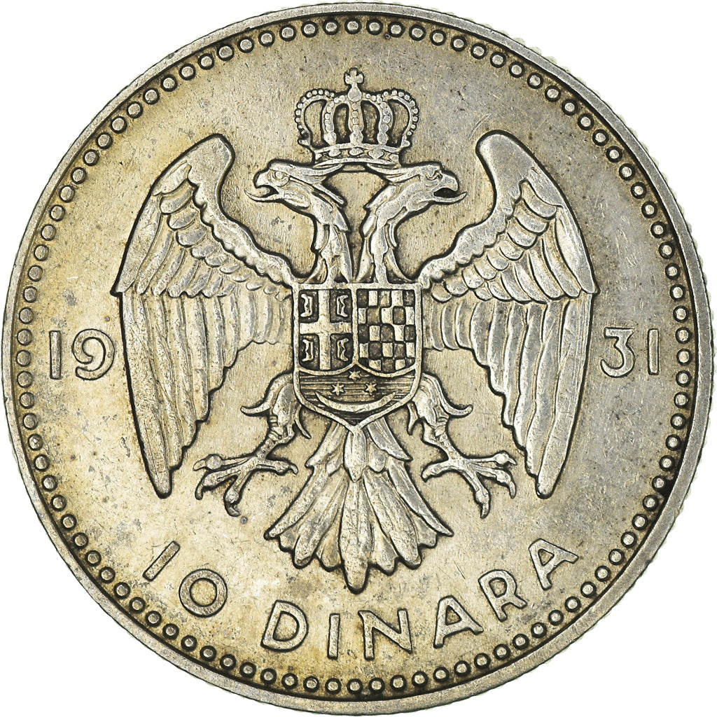 Coin, Yugoslavia, Alexander I, 10 Dinara, 1931, AU(50-53), Silver, KM:10