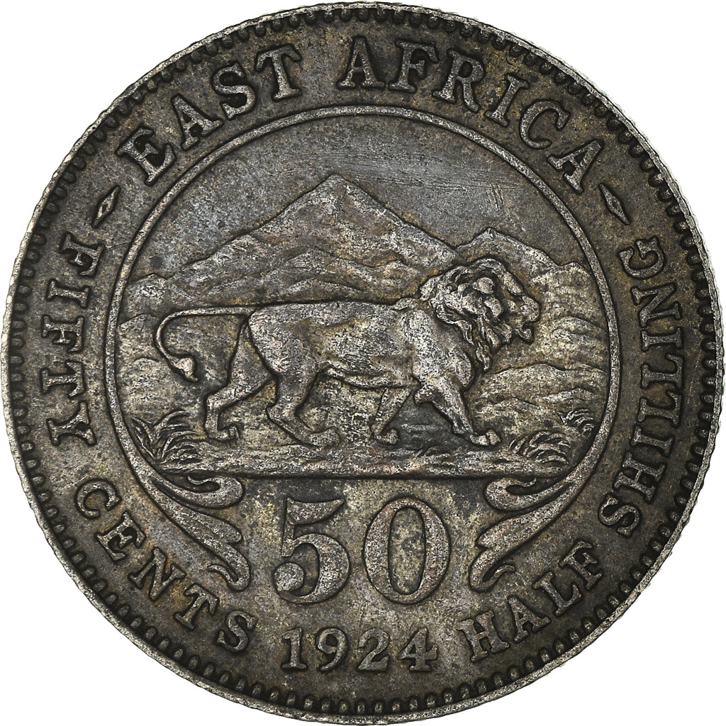 Monnaie, EAST AFRICA, George V, 50 Cents, 1924, TTB, Argent, KM:20