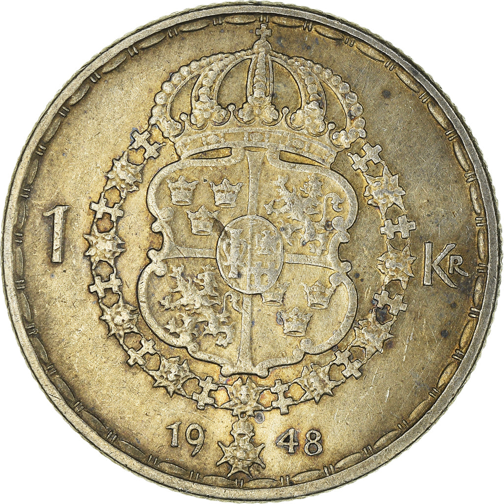 Coin, Sweden, Gustaf V, Krona, 1948, EF(40-45), Silver, KM:814