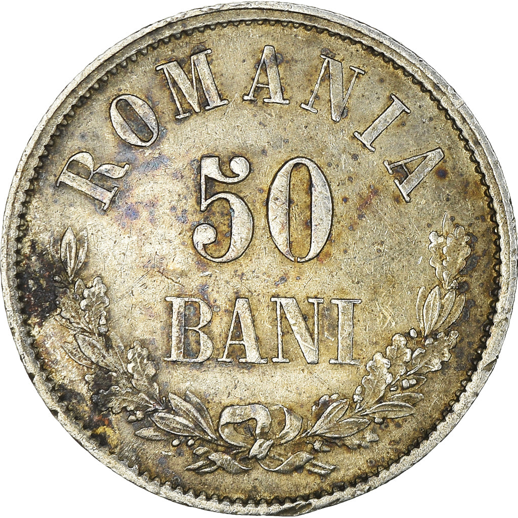 Coin, Romania, Carol I, 50 Bani, 1873, EF(40-45), Silver, KM:9