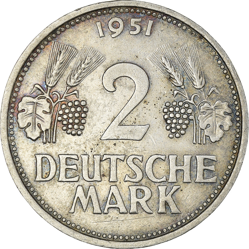 Coin, GERMANY - FEDERAL REPUBLIC, 2 Mark, 1951, Stuttgart, AU(50-53)