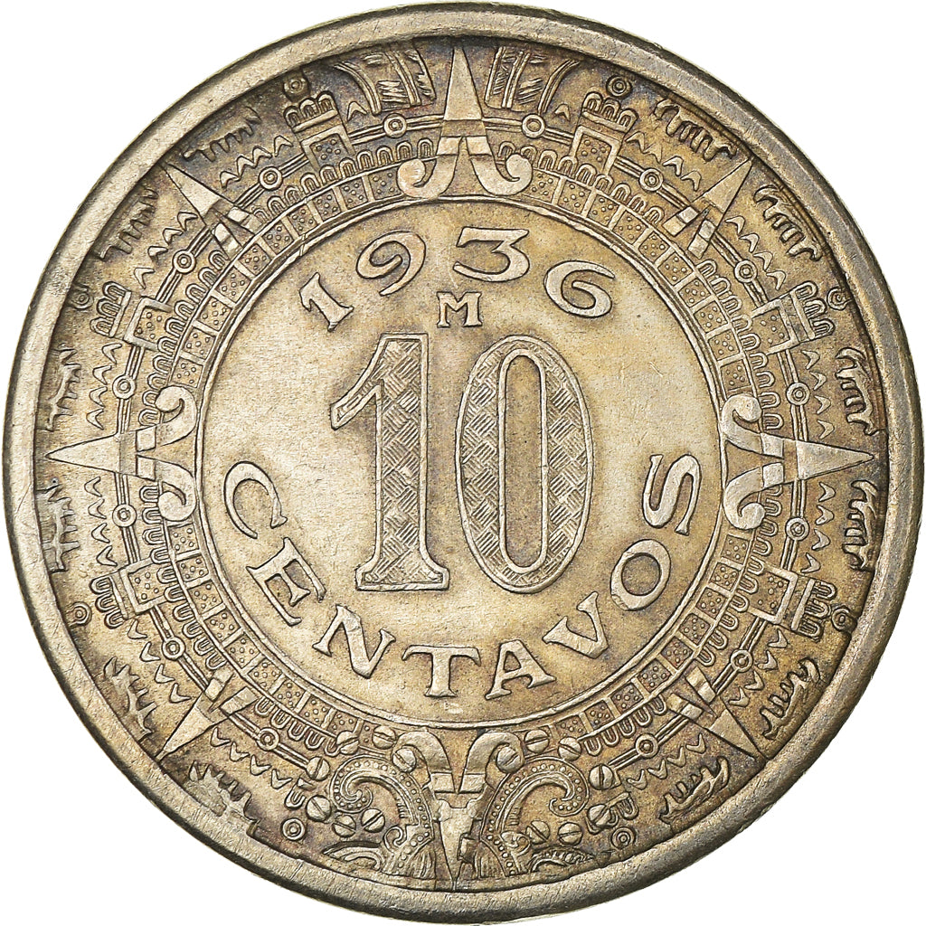 Moneda, México, 10 Centavos, 1936, Mexico City, MBC, Cobre - níquel, KM:432